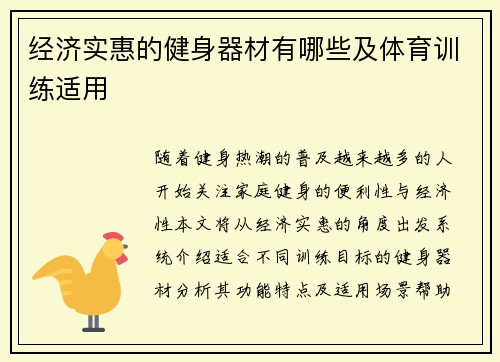 经济实惠的健身器材有哪些及体育训练适用